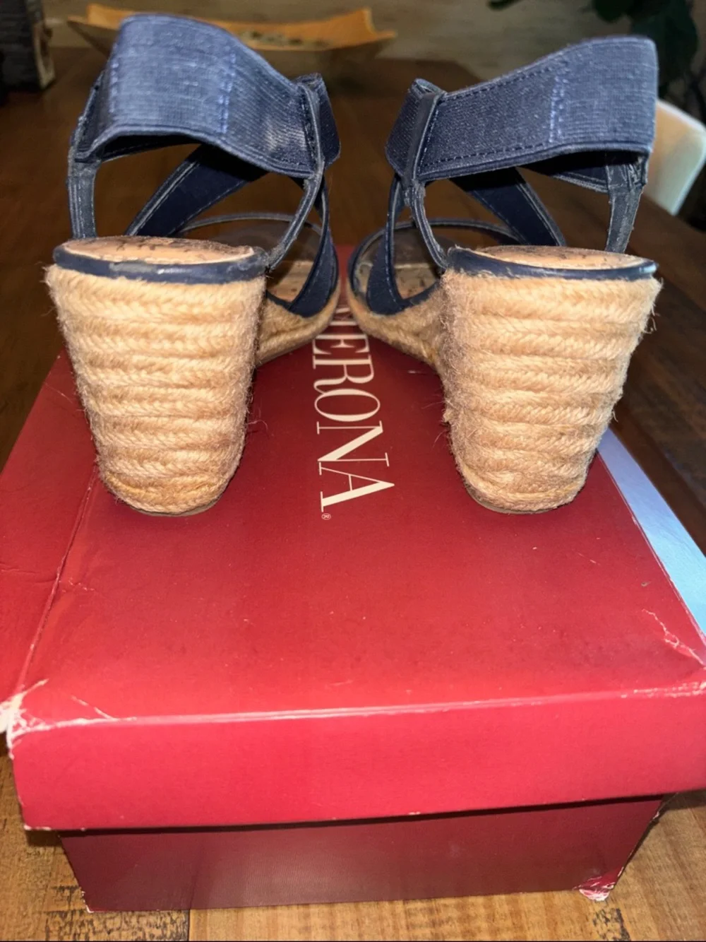Merona Navy Crisscross Espadrille Wedge Sandals ME Earline size 6